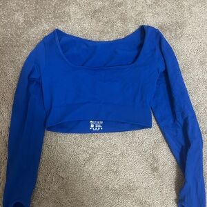 Blue Crop Fitted Bodysuit